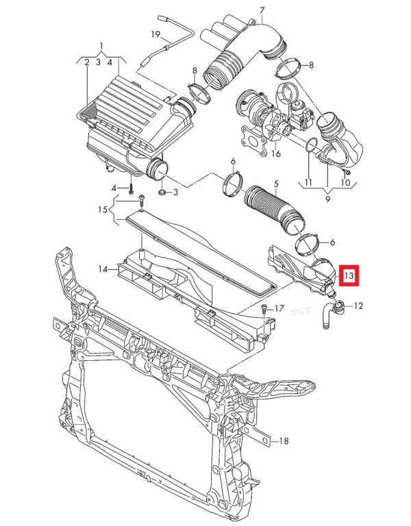 NEW GENUINE AUDI A3 8V 12-20 AIR DUCT GUIDE INTAKE HOSE 1.0 1.2 1.4 1.6 TSI TFSI 5Q0129621B - Image 2