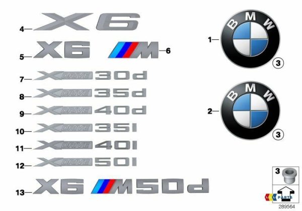 BMW NEW GENUINE E71 E72 X6 SERIES LABEL STICKER BADGE EMBLEM 51147196556 - Image 2