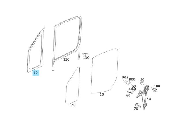 NEW GENUINE MERCEDES BENZ SPRINTER 906 FRONT RIGHT GLASS WINDOW SEAL O/S A9066711820 - Image 2