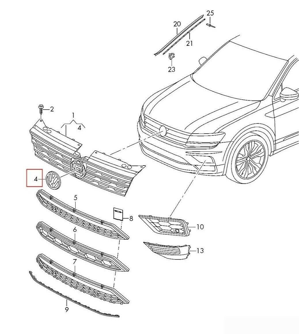NEW GENUINE VOLKSWAGEN VW TIGUAN FRONT BUMPER RADIATOR GRILLE BADGE 2K5853600DPJ - Image 3