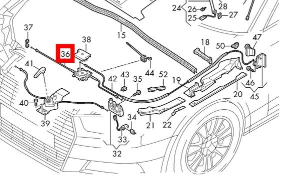 NEW GENUINE AUDI A4 S4 B9 16-20 FRONT BONNET LOCK BOWDEN CABLE RHD 8W0823531C - Image 2