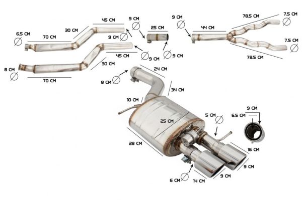 Complete Exhaust System suitable for BMW 5 Series F10 (2011-2016) Petrol 1.6/2.0 L 520i N2B20/NB20B16 / 528i NB20B20 Turbocharged I4 Twin Double Exhaust Pipes M5 M Sport Design with Valvetronic - Image 15