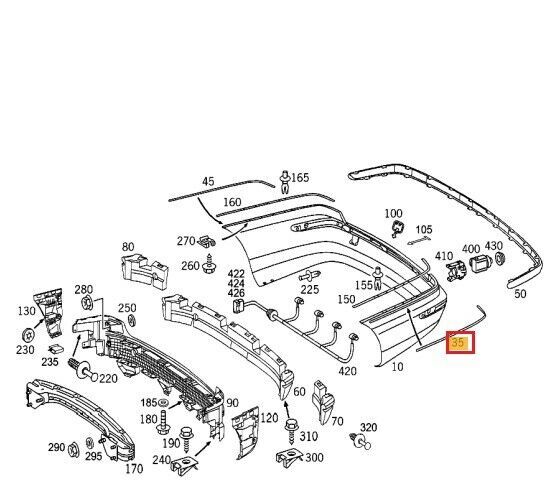 NEW GENUINE MERCEDES BENZ C CLASS W203 REAR BUMPER CHROME FACING LEFT SIDE A2038850174 - Image 2