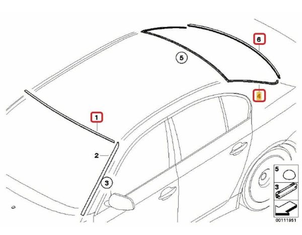 NEW GENUINE BMW 5 SERIES E60 FRONT UPPER AND REAR WINDOW SEALING GASKETS SET - Image 2