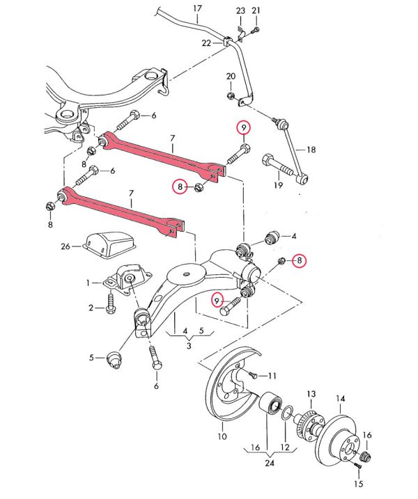 NEW GENUINE VOLKSWAGEN AUDI REAR WISHBONE CONTROL ARM BOLT NUT SET KIT - Image 2