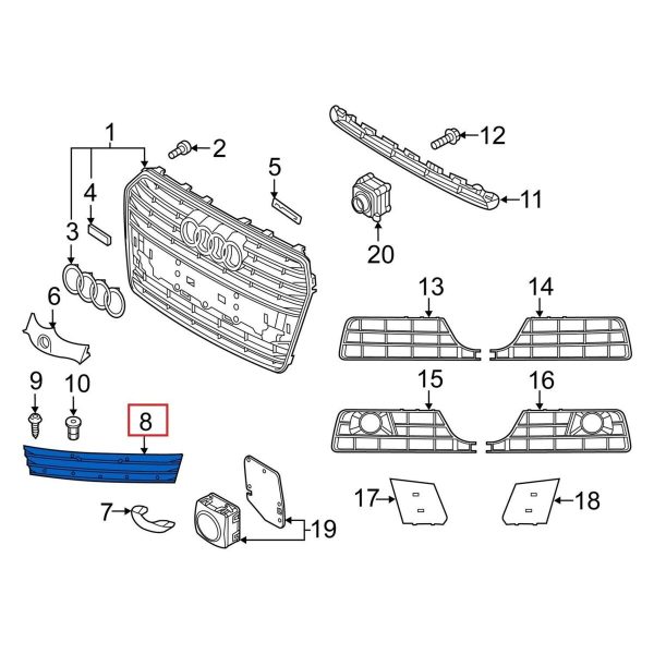NEW GENUINE AUDI A7 2010-2018 SPORTBACK FRONT LICENSE PLATE BRACKET FILLER TRIM 4G8807287LT94 - Image 2