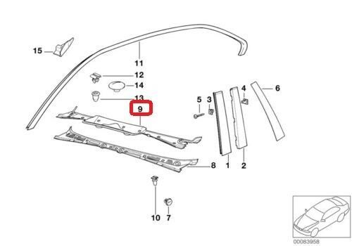 BMW NEW GENUINE 3 SERIES E36 WINDSHIELD COWL COVER RHD 51711977678 - Image 3
