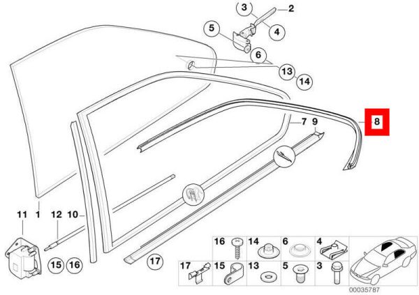 NEW GENUINE BMW 3 SERIES E36 COUPE REAR WINDOW MOLDING GASKETS PAIR SET N/S O/S 51368119962+51368119961 - Image 2