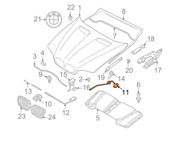 BMW NEW GENUINE X5 E53  BONNET ENGINE HOOD FRONT LOCK RELEASE CABLE LHD 51238402615 - Image 2
