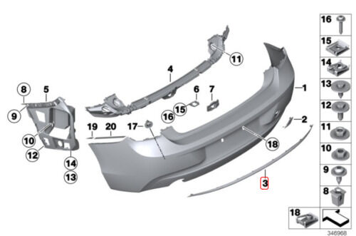 NEW GENUINE BMW 1 SERIES REAR BUMPER STRIP LINE MOLDING 51127273797 - Image 3
