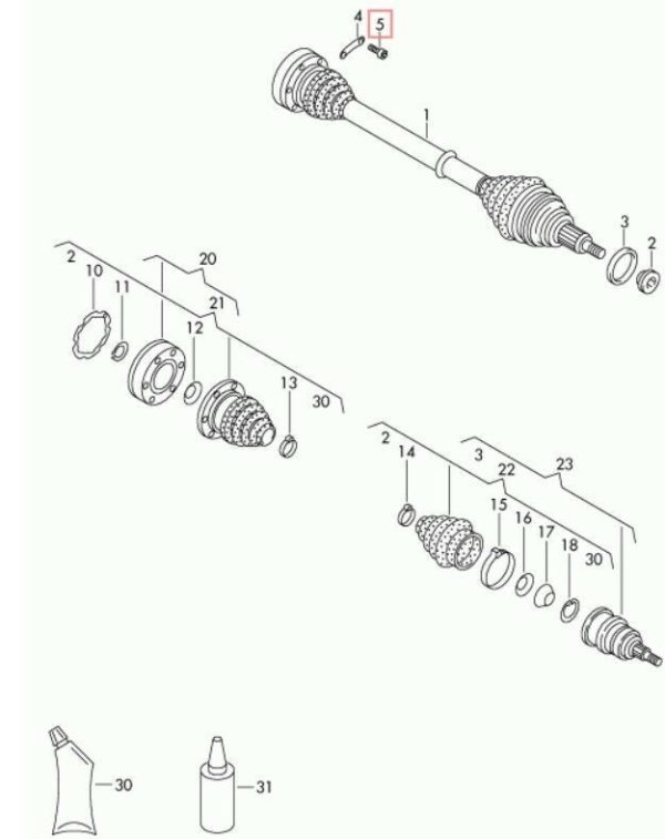 NEW GENUINE VOLKSWAGEN AUDI SEAT SKODA DRIVESHAFT FLANGE SPLINE BOLTS 6PCS M8x48 N91108201 - Image 2