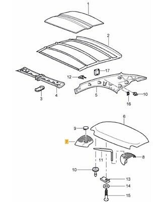 NEW GENUINE PORSCHE 997 04-12 HARD TOP LINING BLACK COVER TRIM RIGHT O/S 99656355400A10 - Image 2