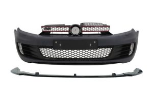 Front Bumper with Lip Extension Spoiler Piano Black suitable for VW Golf VI Golf 6 (2008-2013) GTI Look