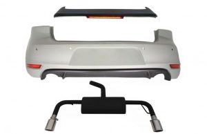Rear Bumper Roof Spoiler with LED Brake Light suitable for VW Golf 6 VI (2008-2012) and Exhaust System GTI Design