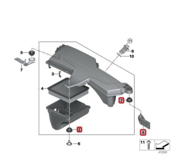 NEW GENUINE BMW 1 2 3 4 SERIES BUMP STOP AND SILENCER INTAKE BRACKET LEFT N/S - Image 2
