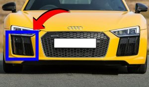 NEW GENUINE AUDI R8 4S FRONT BUMPER RIGHT O/S GRILL FRAME HIGH GLOSS DARK CHROME 4S0807682ARN4