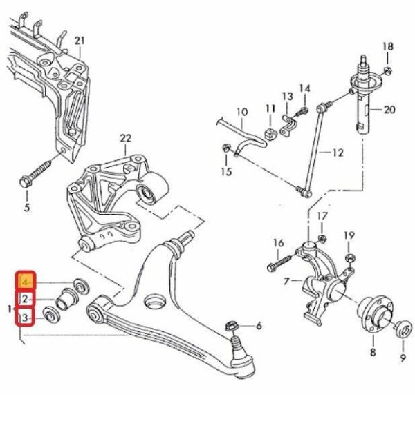 NEW GENUINE AUDI A2 2000 - 2005 CONTROL ARM MOUNTING BUSH SET KIT - Image 2
