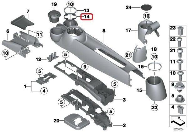 NEW OEM MINI R55 R56 R57 R58 R59 CENTER CONSOLE DRINK RING HOLDER INSERT PAIR - Image 3