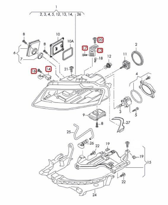 NEW GENUINE AUDI A4 08-12 A4 ALLROAD 10-16 HEADLIGHT HOUSING REPAIR KIT LEFT N/S - Image 2