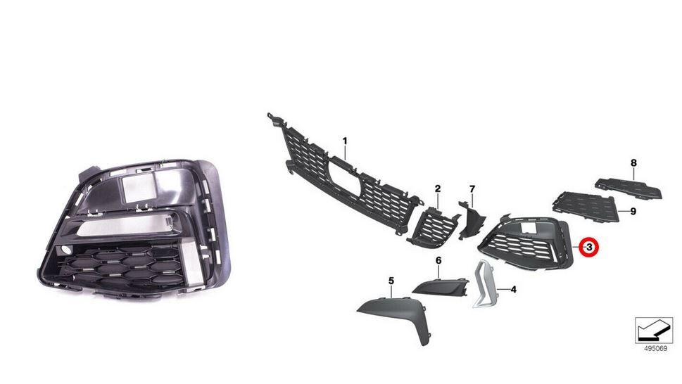 NEW GENUINE BMW 3 SERIES G20 M AERODYNAMICS FRONT BUMPER GRILL LEFT N/S 51118069371 - Image 3