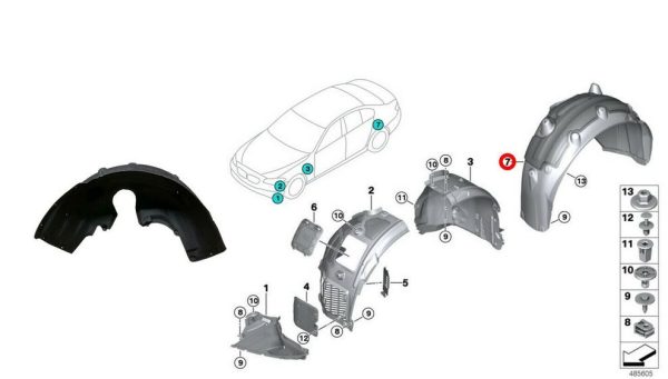 NEW GENUINE BMW 5 SERIES G30 REAR WHEEL HOUSING COVER LEFT N/S 51717351455 - Image 6