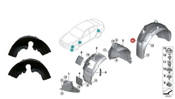 NEW GENUINE BMW 5 SERIES G30 REAR WHEEL HOUSING COVERS PAIR SET N/S + O/S 51717351455 + 51717351456 - Image 6