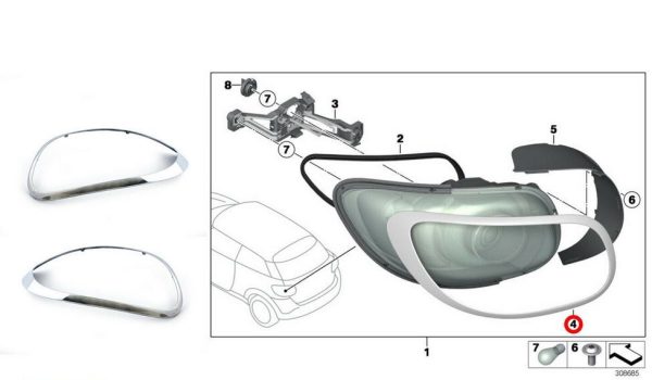 NEW GENUINE MINI PACEMAN R61 REAR HEADLIGHT TRIM RINGS PAIR SET N/S + O/S 63219811173 + 63219811174 - Image 3