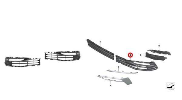 NEW GENUINE BMW 5 SERIES G30 G31 FRONT BUMPER GRILLS PAIR SET N/S + O/S 51117385277 + 51117385278 - Image 3
