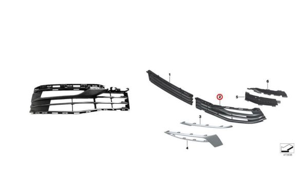 NEW GENUINE BMW 5 SERIES G30 G31 FRONT BUMPER GRILL RIGHT O/S 51117385262 - Image 3