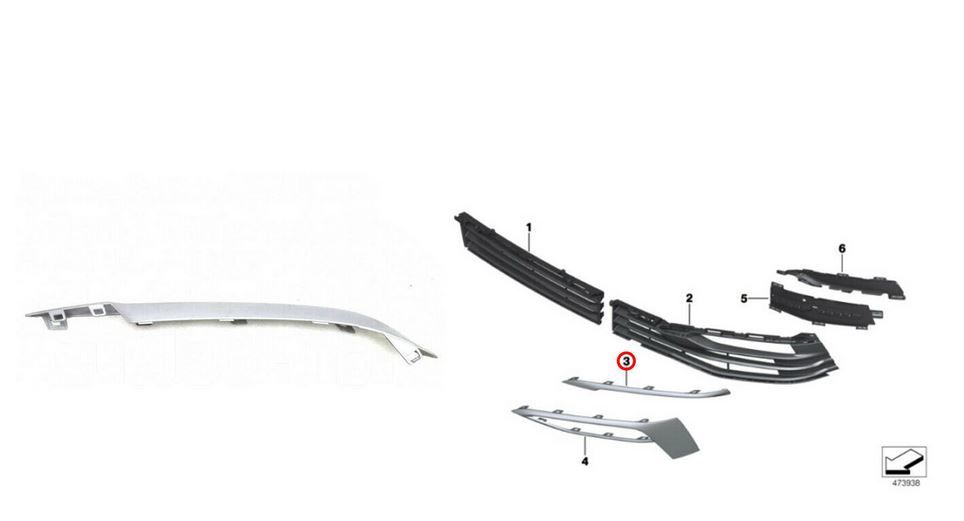 NEW GENUINE BMW 5 SERIES G30 G31 FRONT BUMPER RUBBER STRIP TRIM RIGHT OS 51117385272 - Image 3