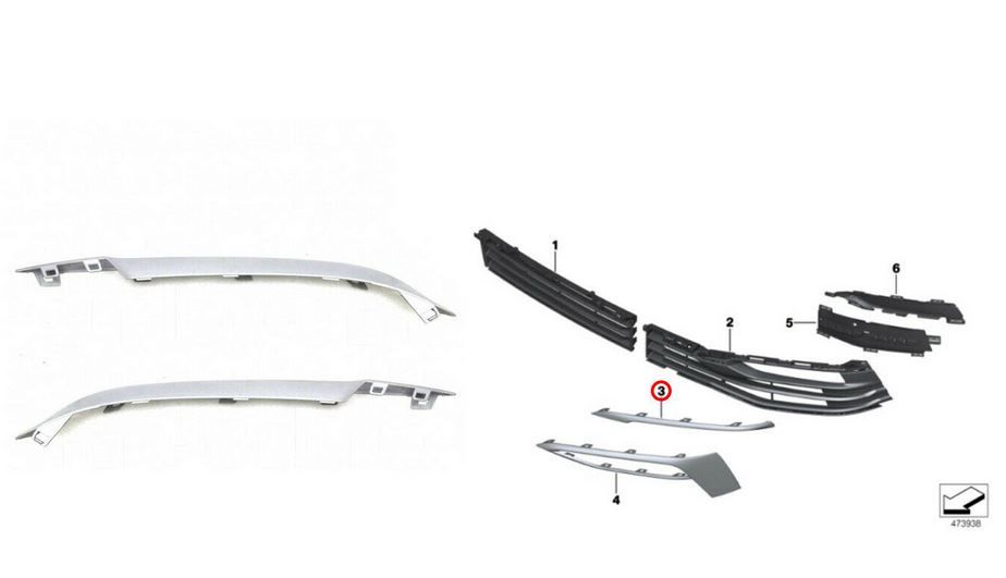 NEW GENUINE BMW 5 SERIES G30 G31 FRONT BUMPER RUBBER STRIP TRIMS PAIR SET NS+OS 51117385271 + 51117385272 - Image 3