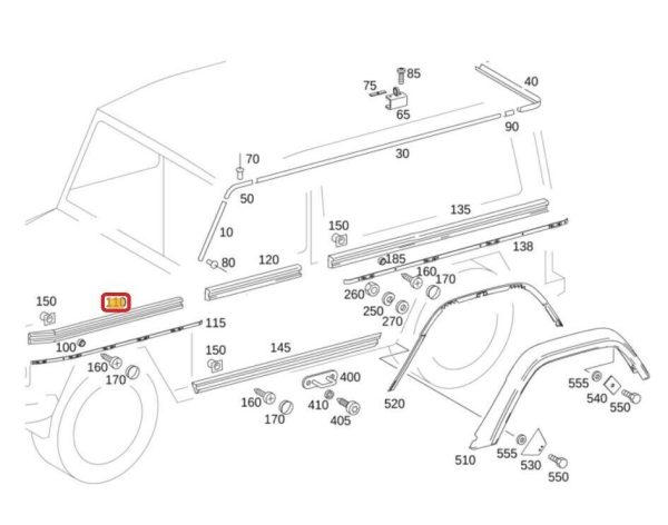 NEW GENUINE MERCEDES BENZ G CLASS FRONT FENDER PROTECTIVE STRIPE SET LEFT N/S A4616800074 - Image 2