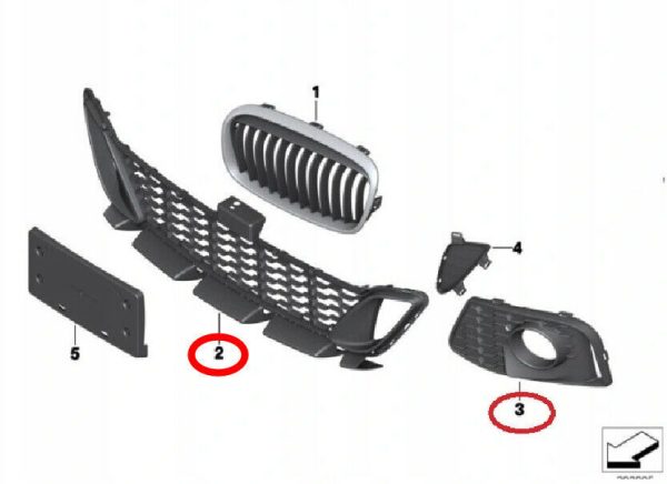 NEW GENUINE BMW 2' F45 F46 FRONT LOWER CENTER OPEN GRILL WITH FOG LIGHT GRILES - Image 2