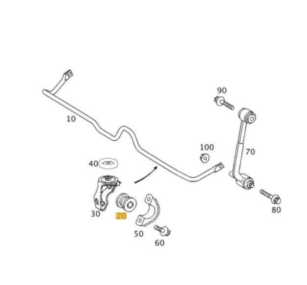 NEW GENUINE MERCEDES BENZ C CLASS W203 REAR WAY BAR RUBBER BUSHING A2033260081 - Image 2