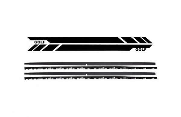 Side Skirts with Side Decals Sticker Vinyl Black suitable for VW Golf 7 VII Hatchback (2013-2017) GTI Design