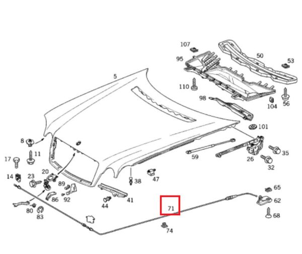 NEW GENUINE MERCEDES BENZ MB E CLASS W210 ENGINE HOOD RELEASE CABLE A2108800159 - Image 3