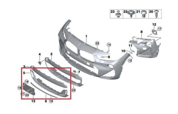 NEW GENUINE BMW X2 F39 FRONT M SPORT BUMPER LOWER TRIM COVER 51118069089 - Image 2