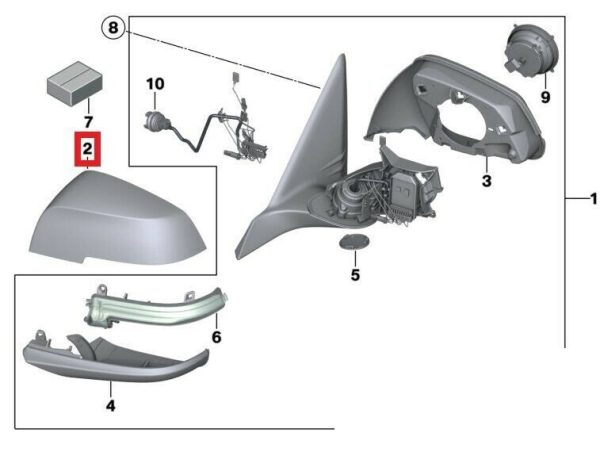 FOR NEW GENUINE BMW X2 SERIES F39 FRONT LEFT LHD DOOR MIRROR COVER CAP - Image 2
