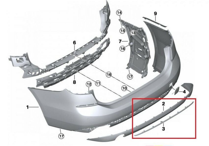 NEW GENUINE BMW 6 SERIES G32 GT REAR BUMPER LOWER TRIM MOLDING 51127437770 - Image 2