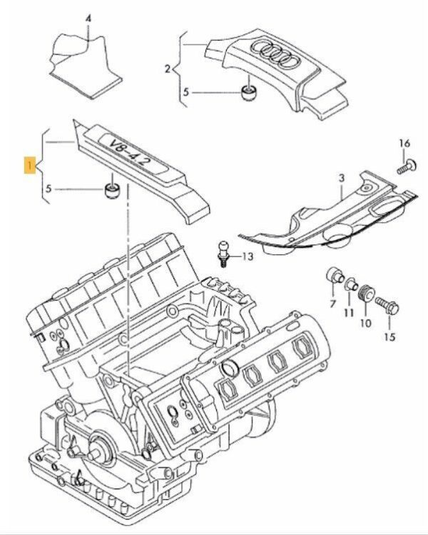 NEW GENUINE AUDI A6 05-08 V8 4.2 PETROL ENGINE INTAKE MANIFOLD BLACK COVER TRIM 079103925C - Image 2