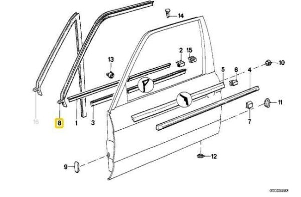 NEW GENUINE BMW 3 SERIES E30 COUPE FRONT LEFT DOOR GASKET SEAL N/S 51211888157 - Image 2