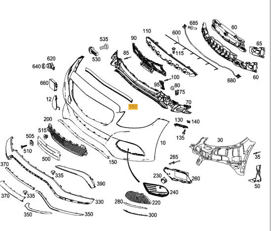 NEW GENUINE MERCEDES BENZ MB C W205 AMG FRONT BUMPER UPPER TOP SEALING A2056281300 - Image 3