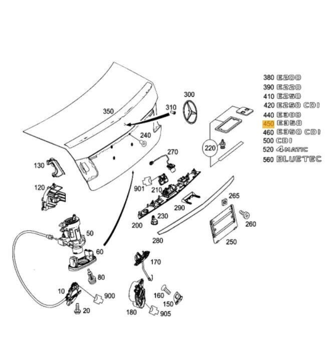 NEW GENUINE MERCEDES BENZ E CLASS REAR TRUNK E 350 LETTERING CHROME BADGE A2128176715 - Image 2