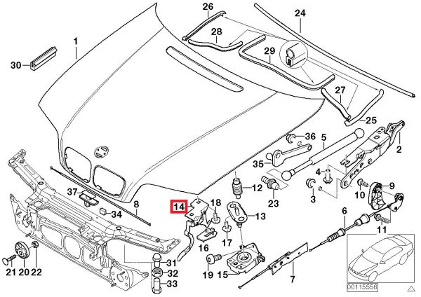 NEW GENUINE BMW E46 SALOON TOURING COMPACT HOOD BONNET LATCH SAFETY HOOK CATCH 51238213029 - Image 2