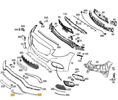 NEW GENUINE MERCEDES BENZ MB C W205 AMG FRONT BUMPER LOWER LIP BLACK TRIM RIGHT A2058852600 - Image 4