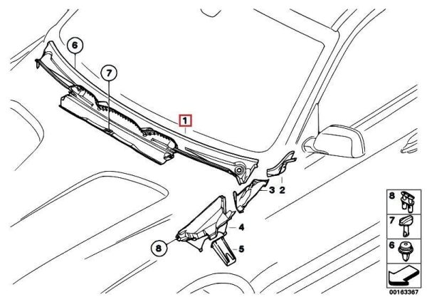 BMW NEW GENUINE X5 SERIES E53 WINDSHIELD COWL PANEL COVER LHD 51718402642 - Image 2