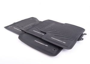 NEW GENUINE PORSCHE MACAN 14-18 FRONT AND REAR BLACK RUBBER FLOOR MATS LHD 95B044800431E0