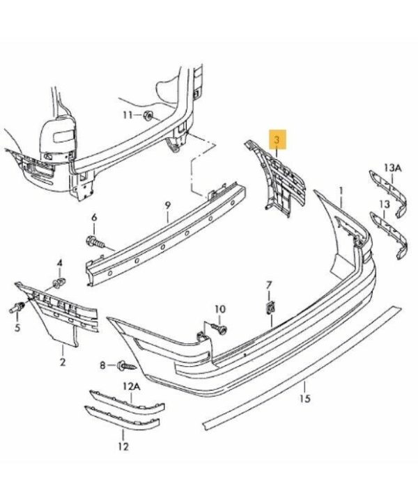 NEW GENUINE VW SHARAN 01-10 REAR BUMPER HOLDER BRACKET RIGHT O/S 7M3807394 - Image 2