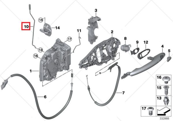 MINI NEW OEM F55 LEFT FRONT DOOR LOCK OPERATING ROD 51217320289 - Image 2