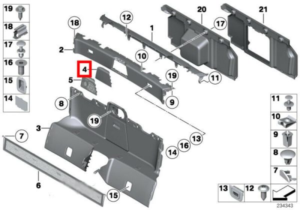 BMW NEW GENUINE Z4 E89 09-16 INTERIOR PARTITION TRIM CENTER COVER 51469167041 - Image 2